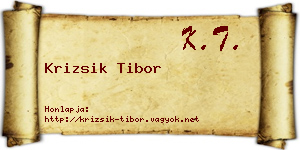 Krizsik Tibor névjegykártya